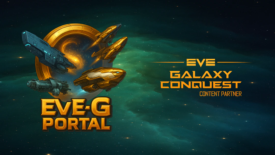 EveGalaxy Portal: the EVE-G emblem and the EVE Galaxy Conquest Content Partner title